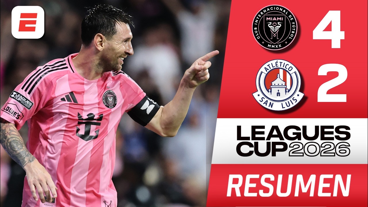 DOBLETE DE MESSI e INTER MIAMI ARRASÓ con ATLÉTICO SAN LUIS  4-2 en debut de Leagues Cup | Resumen
