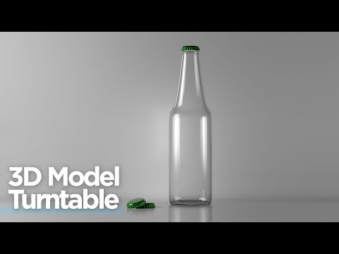 Glass Bottle with Bottle Cap 3D Model - 360 Turntable Product Rendering Animation