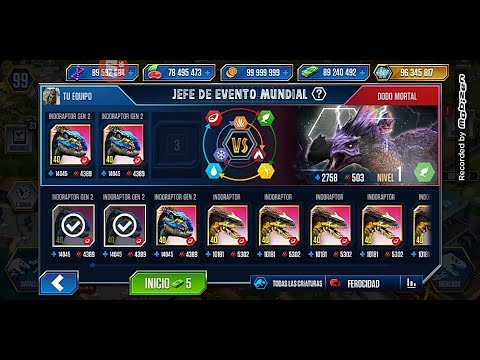 Indoraptor gen 2 vs Jefe dodo Jurassic world el juego 2020