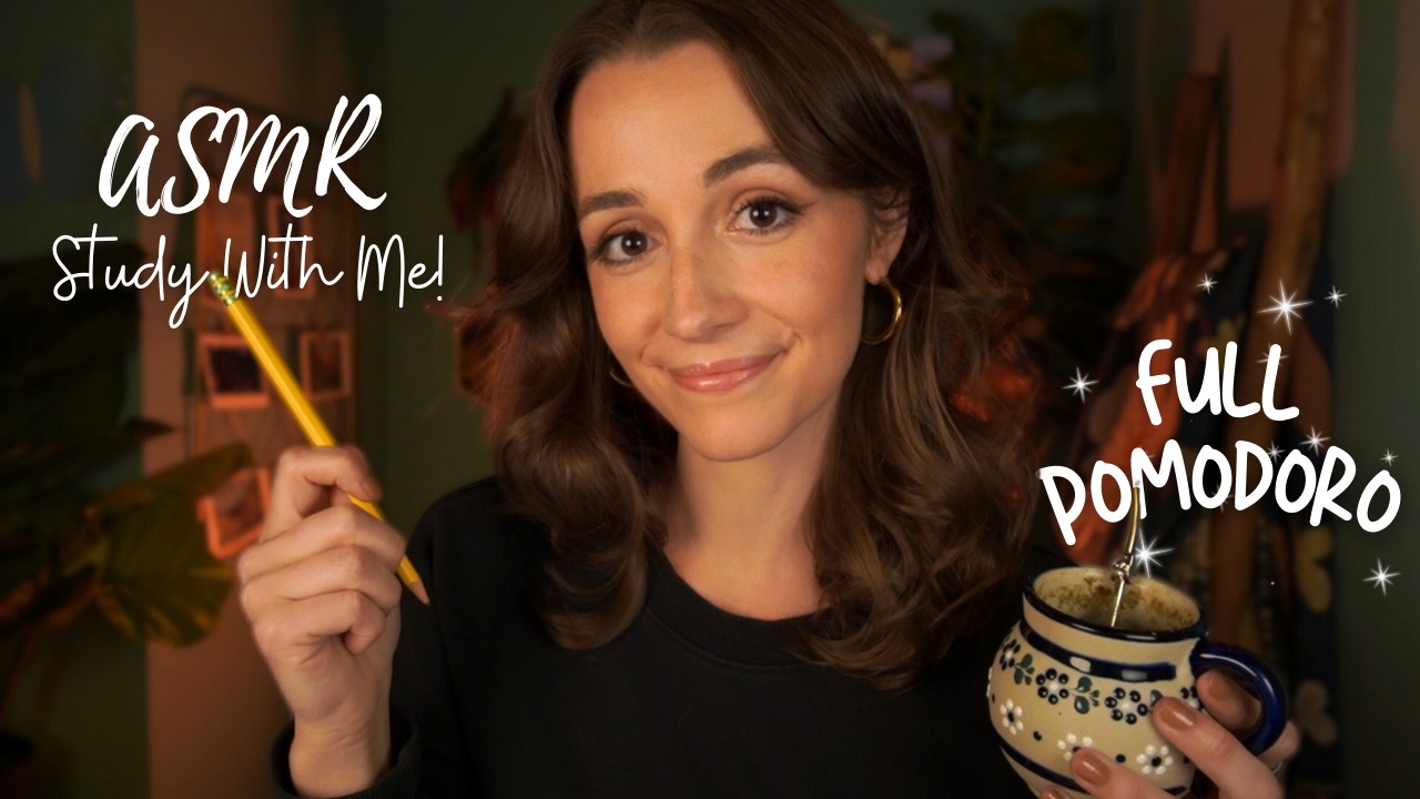 ASMR Study with Me! 💖 Cozy FULL Pomodoro Session with Timer & Breaks (& gentle rain 🌧️)