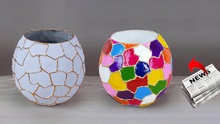 Newspaper multi color Flower vase // Easy flower vase making