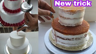 2 tier New trick for cake decoration | cake decoration idea | easy cake decoration | Gokul kitchen