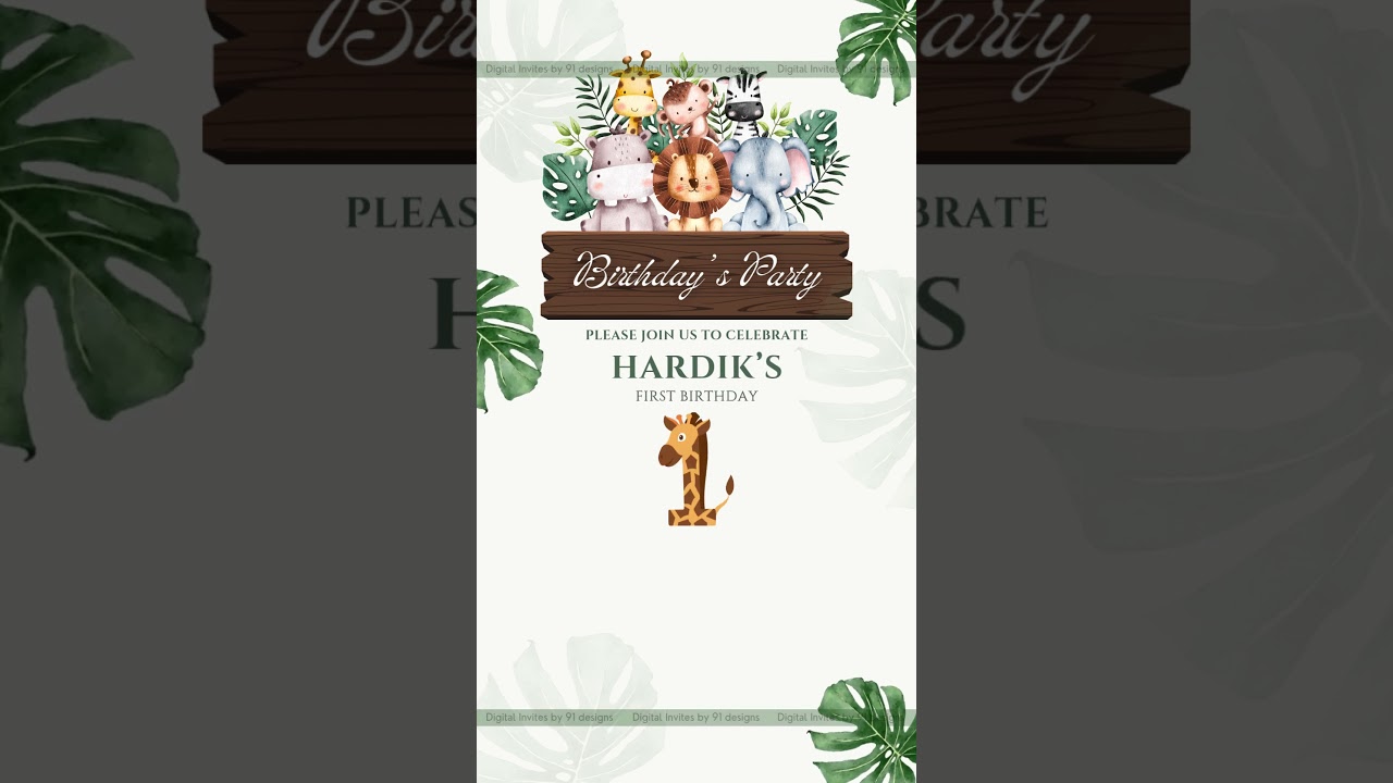 Bright Tropical Birthday Party Invitation