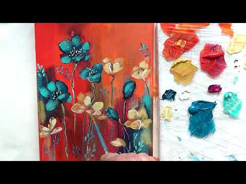 Easy  Flowers Acrylic painting for beginners / Step by step / MariArtHome