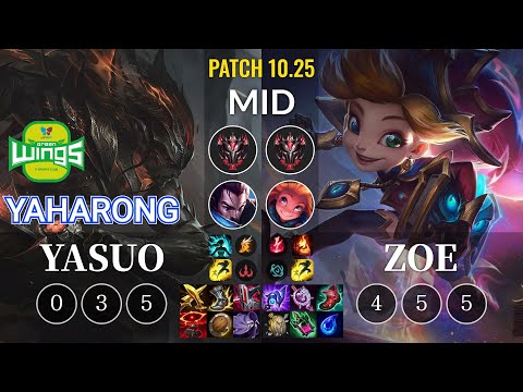 JAG Yaharong Yasuo vs Zoe Mid - KR Patch 10.25