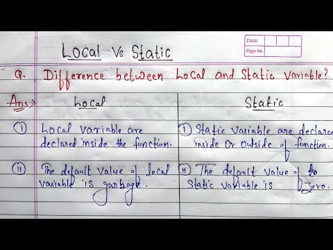 Difference Between Local And Static Variable Local Variable Vs Static Variable