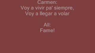 Fame: There She Goes / Fame with lyrics