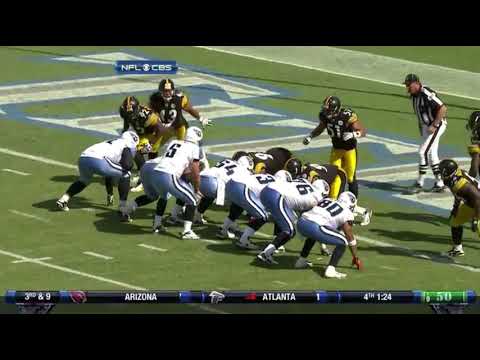 Troy Polamalu Jumps Over the Line of Scrimmage to Make the Goal Line Tackle for a Loss (2010 Week 2)