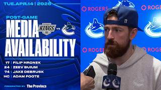 Hronek, Buium, DeBrusk & Adam Foote Post-Game Media | Canucks vs. Kings (Apr 14 2026)
