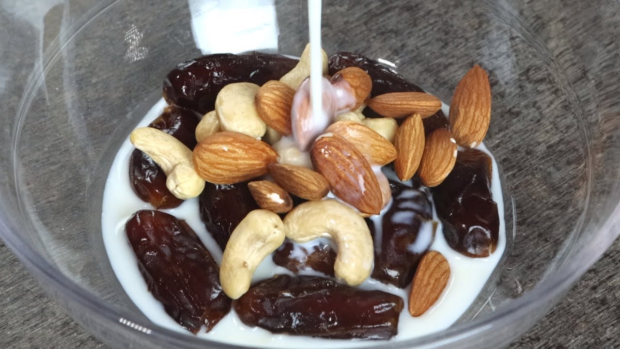 Add milk into dates and nuts, you will be surprised with the result !!