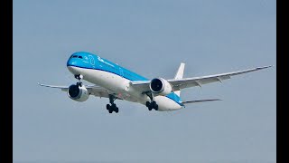 KLM Flight #601 Boeing 787 from Amsterdam Schiphol arrives at Los Angeles Intl airport