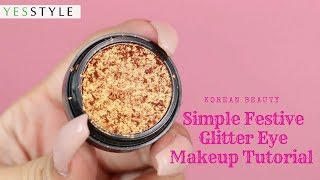 Simple Festive Glitter Eye Makeup Tutorial