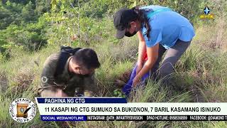 11 kasapi ng Communist Terroristt Group (CTG) sumuko sa Bukidnon, 7 baril kasamang isinuko
