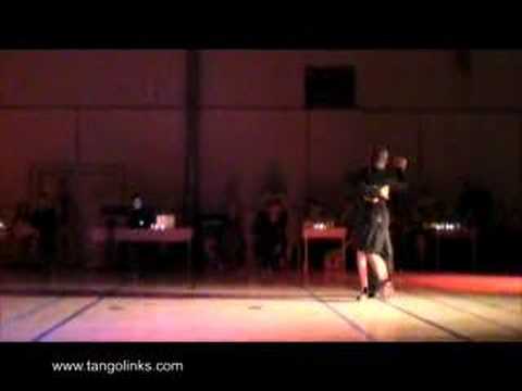  Andrea Misse  and  Javier Rodriguez  are  dancing  to  the  milonga  "  Historia Sentimental  "