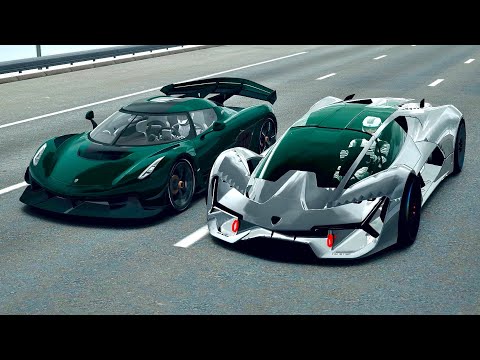 Koenigsegg Jesko Electric Concept vs Lamborghini Terzo Millennio - Drag Race 20 KM