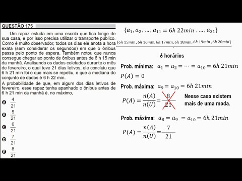 Enem 2018 Matemática: Questão 175 (caderno cinza) - Probabilidade, Mediana, Moda