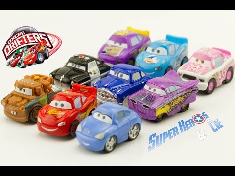 Disney Cars Micro Drifters Flash McQueen Dinoco Les Bagnoles Voitures Jouet  Review Rayo Relampago Video
