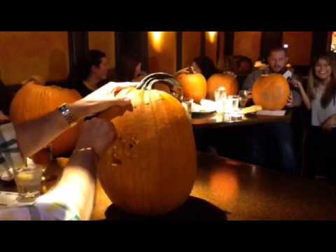 Hyper lapse video of pumpkin carving