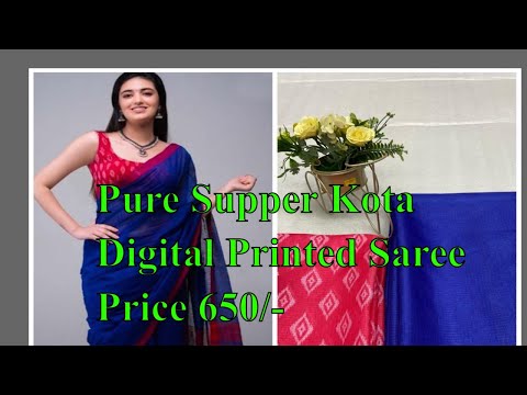 Single Pure Super Kota With Digital Print and Pallu Saree