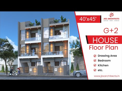 40'x50' | West  Facing Floor Plan | G+2 | Modern House Design 3D| JKS Architects| #JKS4050