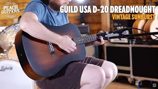 Video thumbnail for No Talking...Just Tones | Guild USA D-20 Dreadnought | Vintage Sunburst by Peach Guitars
