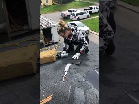 Ridge cap installation on roof