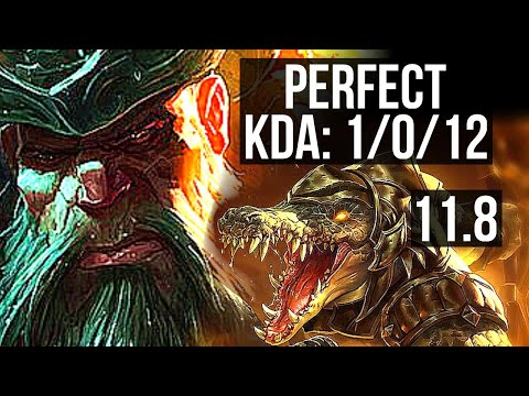 GANGPLANK vs RENEKTON (TOP) | 1/0/12, 400+ games, 1.0M mastery | KR Grandmaster | v11.8
