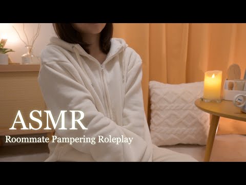 [ASMR] Relaxing time to care for your tired body 😌🌱 Roommate roleplay 💆‍♀️☕️ 4K Pamper roleplay