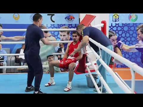 Abdumalik Khalokov (UZB) sparring Vsevolod Shumkov (RUS) at multi-nations training camp 2025