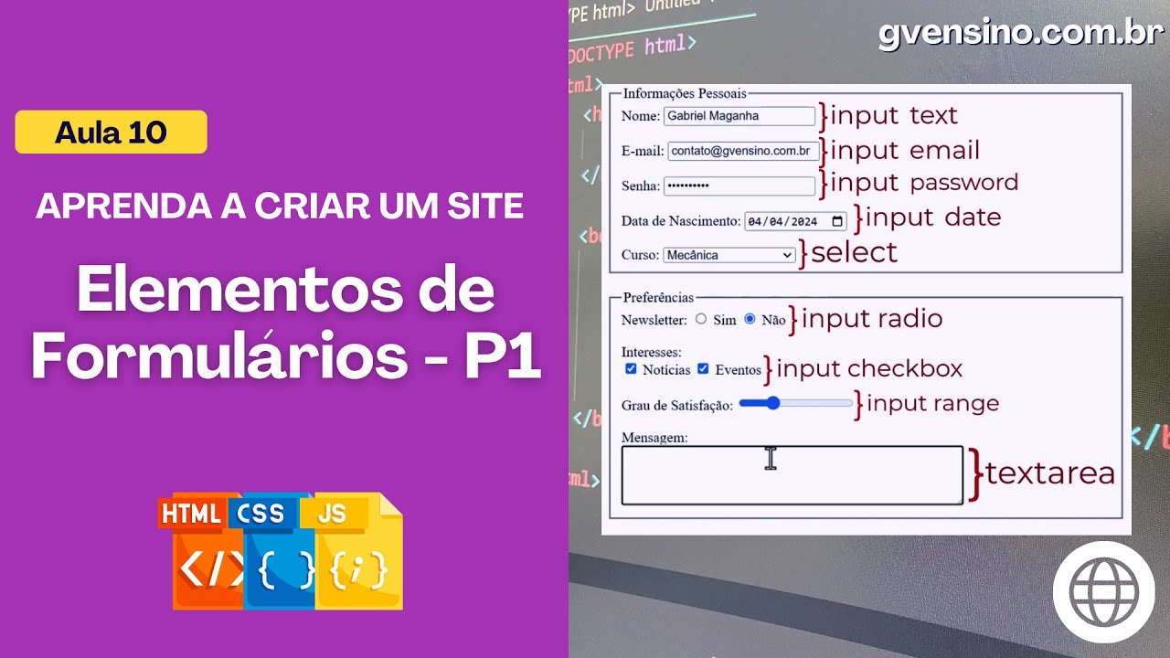 10 [APRENDA A CRIAR UM SITE] - Elementos de Formulários Parte 1