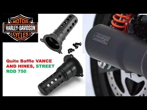 Quite Baffle on Harley Davidson Street Rod750 Vance & Hines high out put slip on muffler.Must Have!!