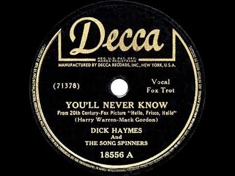 1943 OSCAR-WINNING SONG: You’ll Never Know - Dick Haymes & the Song Spinners