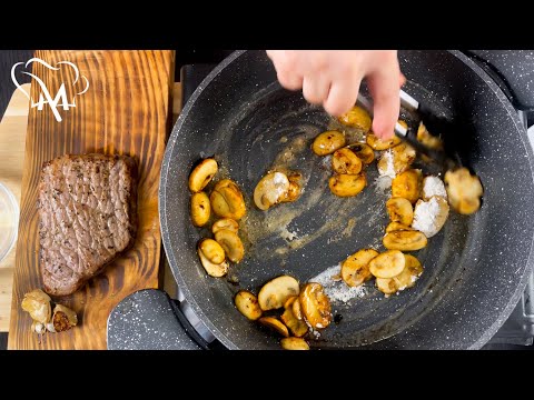 The Perfect Garlic Butter Steak Recipe with Creamy Mushroom Sauce mashed potatoes and vegetables#32