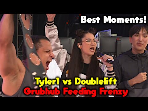 Tyler1 The Best Moments of Grubhub Feeding Frenzy Tyler1 vs Doublelift with Live Chat