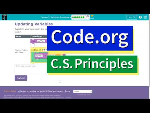 Code.org Lesson 2.7 Variables Investigate | Tutorial with Answers | Unit 4 CS Principles