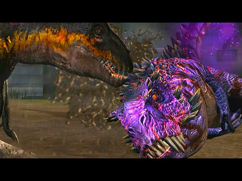 BATTLE STAGE INDORAPTOR Vs OMEGA REX | JURASSIC WORLD THE GAME
