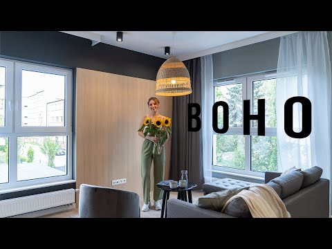 We are looking at a 60m2 BOHO apartment with surprising lighting in the bathroom