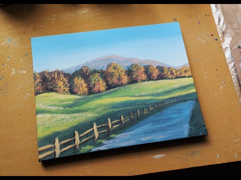 Relaxing autumn landscape / Acrylic painting for beginners / Tutorial / Step by step / Angel Art