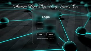 Responsive Glassmorphic Login Page using HTMLand  CSS | Login Page HTML CSS