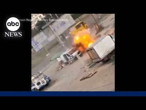 Ukrainian street vendor survives after Russian drone appears to target him