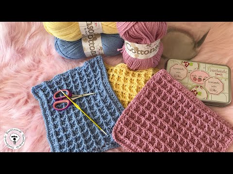 Crochet dishcloth in waffle pattern / Woolhouse.de