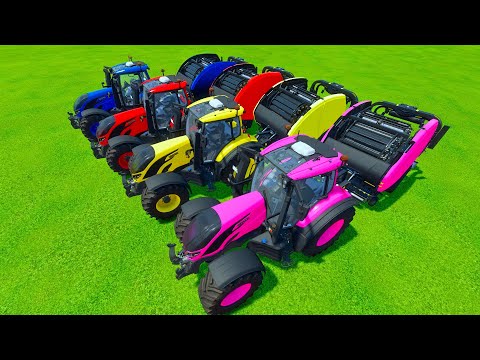 Loading & Transport Colorful Tractors | Grass Mowing Farm Work -  Farming Simulator 22