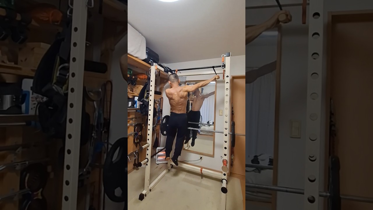 懸垂 五十肩と闘う 2026.1.1　#懸垂　#五十肩　#体脂肪率5％