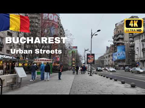 BUCHAREST Romania – Urban Streets Near the City Center 🇷🇴 (4K 60FPS)
