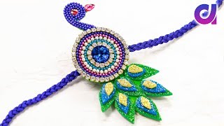5 HANDMADE RAKHI MAKING AT HOME | Peacock Rakhi Making  | Artkala