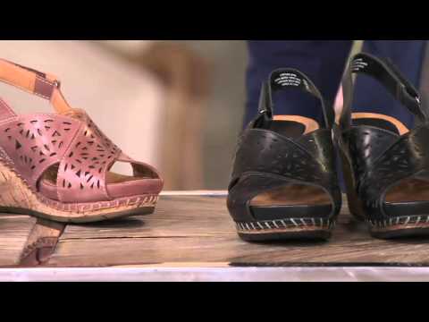 Earth Leather Perforated Peep-toe Wedges - Aries on QVC