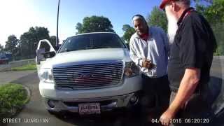 Santa's Smart Car Sleigh gets rear ended by a truck (REAR VIEW)