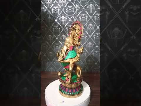Brass Handicrafts Drashti Ganesha Statue Religious Stone Work Indian Hindu God Idol Sculpture