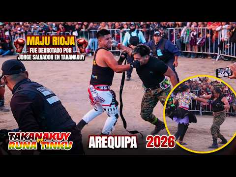 MAJU RIOJA NO PUDO DERROTAR A JORGE SALVADOR  EN AREQUIPA TAKANAKUY VS TINKUS