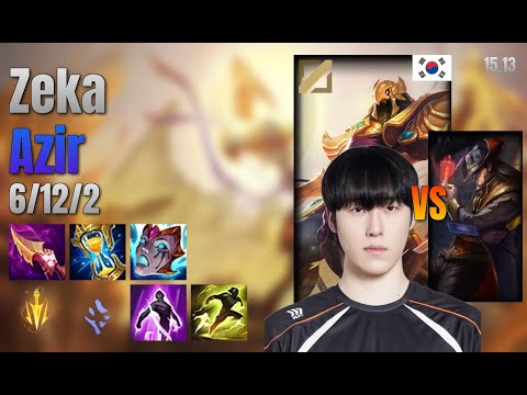 Zeka Mid Azir vs Twisted Fate lol KR solo rank Full Game 15.13 | 제카 아지르 vs 트위스티드 페이트